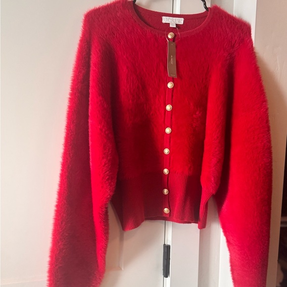 J. Crew Sweaters - J. Crew Vibrant Red Cardigan with Gold Accents